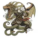 Odin fights a giant serpent tattoo design idea