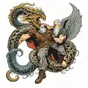 Odin fights a giant serpent tattoo design idea