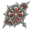 red and silver crusader cross tattoo design idea