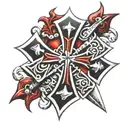 red and silver crusader cross tattoo design idea