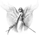 male angel with one wing tattoo design idea