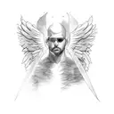 male angel with one wing tattoo design idea