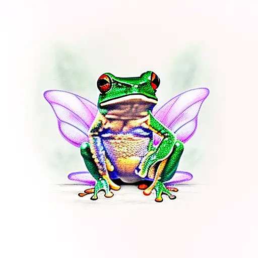 small tree frog with fairy wings tattoo design idea