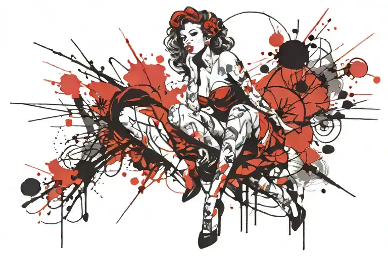 pinup model tattoo design idea
