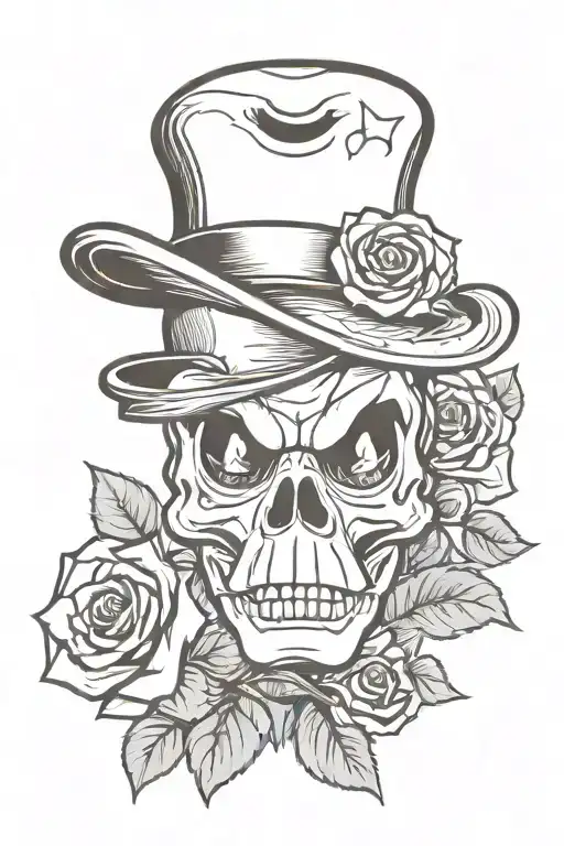 pato donald duck como ganster skull with rose tattoo design idea
