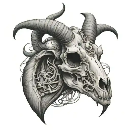 goat skull tattoo design idea