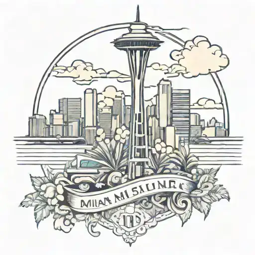 Create a sensual design featuring the Miami skyline as a backdrop tattoo design idea