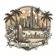 Create a sensual design featuring the Miami skyline as a backdrop tattoo design idea