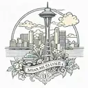 Create a sensual design featuring the Miami skyline as a backdrop tattoo design idea