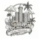 Create a sensual design featuring the Miami skyline as a backdrop tattoo design idea