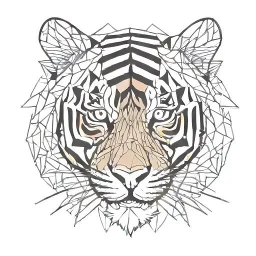 Tiger Face mask broken tattoo design idea