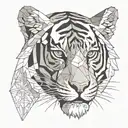 Tiger Face mask broken tattoo design idea