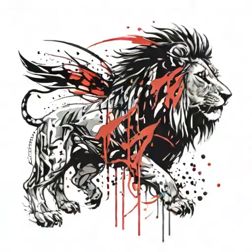angry lion head tattoo design idea
