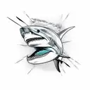 Shark around trident tattoo design idea