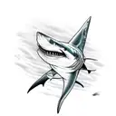 Shark around trident tattoo design idea