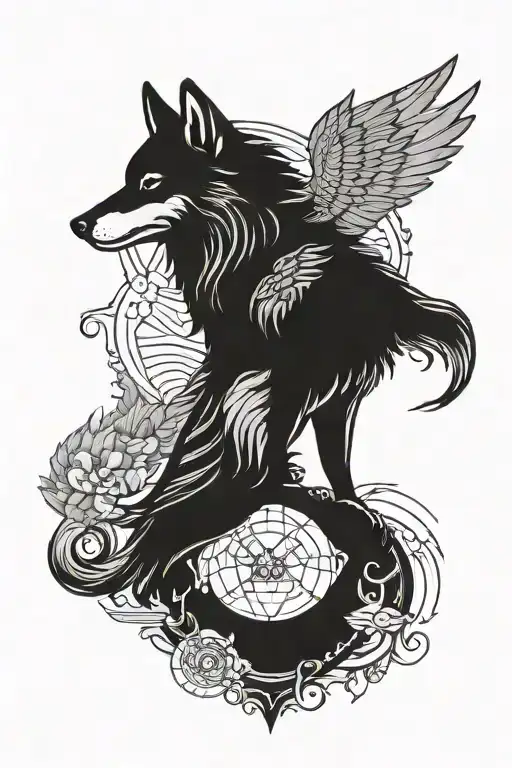 wolf with wings  tattoo design idea