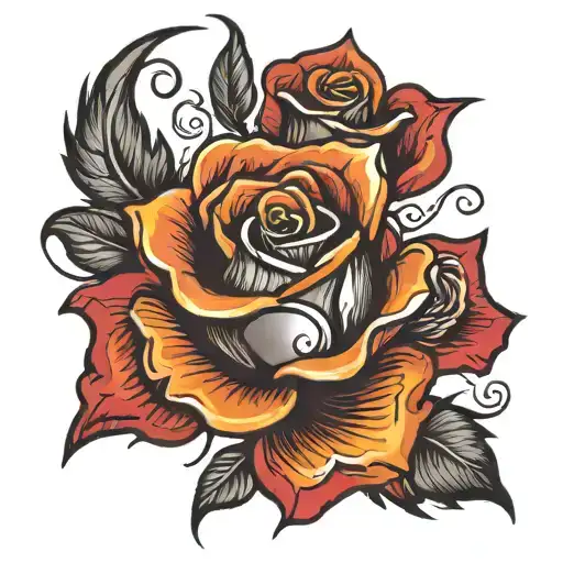 Rose on fire tattoo design idea