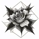 rose on fire tattoo design idea