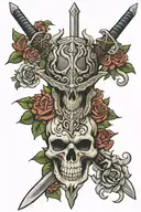 skull wolf rose sword celtic tattoo design idea