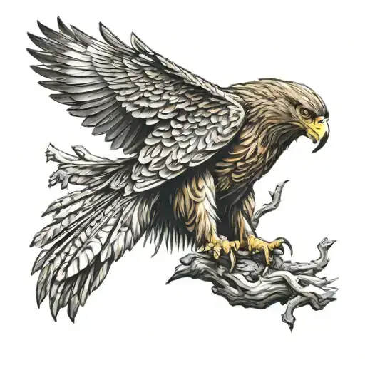 golden eagle with metal feathers  tattoo design idea