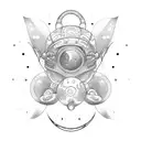 alien with peace sign tattoo design idea