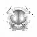 alien with peace sign tattoo design idea