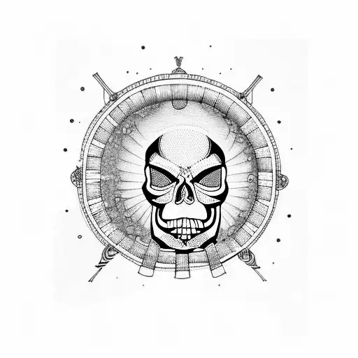 skull with spiral staircase coming out the top tattoo design idea