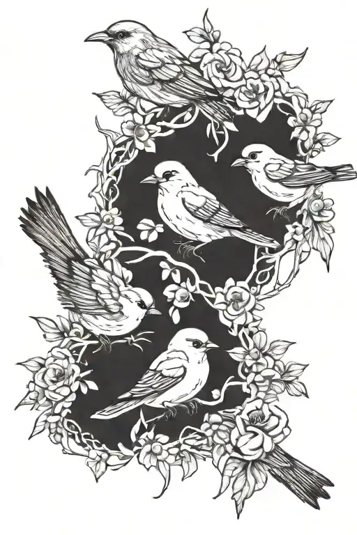 "everything little thing gonna be alright" with 3 little birds around it tattoo design idea