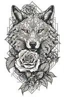 big bad wolf holding rose tattoo design idea