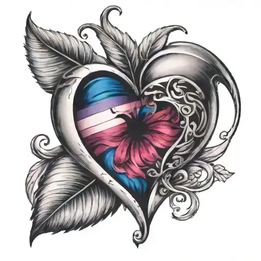bisexual pride heart tattoo design idea