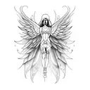 female fallen angel  tattoo design idea