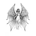 female fallen angel  tattoo design idea