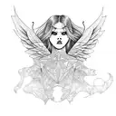 female fallen angel  tattoo design idea