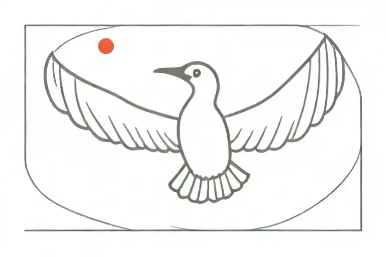 loon with wings spread on water with red eye tattoo design idea