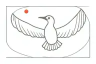 loon with wings spread on water with red eye tattoo design idea