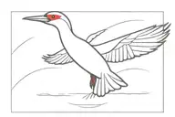 loon with wings spread on water with red eye tattoo design idea
