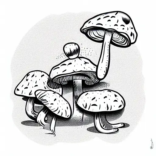  ant with mushroom  tattoo design idea