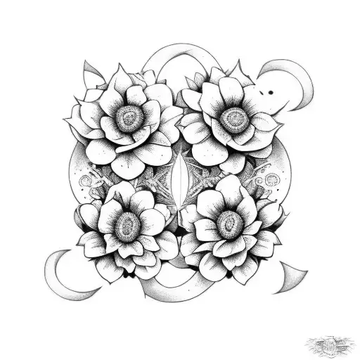 triple goddess flowers tattoo design idea