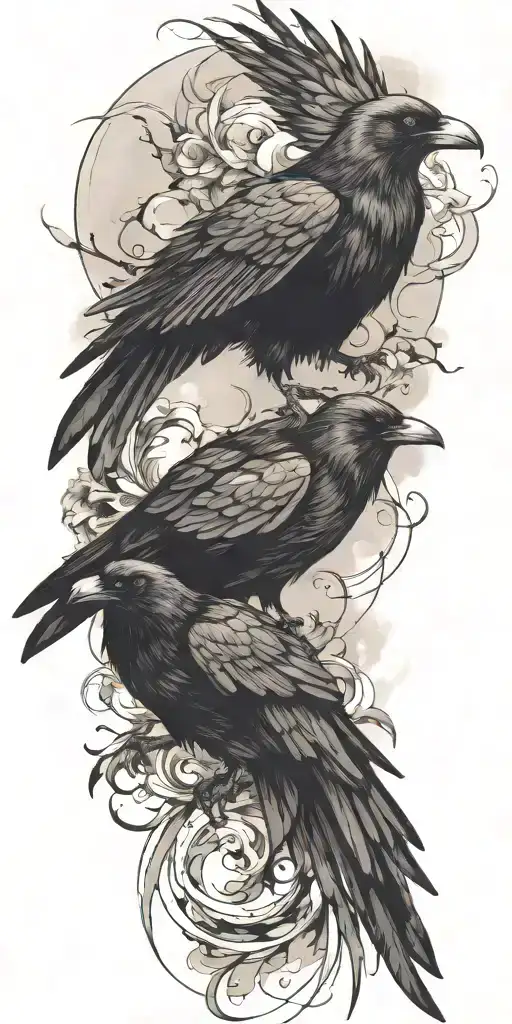 crow flying tattoo design idea