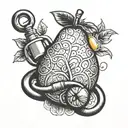 mango with a stethoscope wrapped tattoo design idea