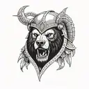 i want a bear from rumania with a spartan helmet  tattoo design idea