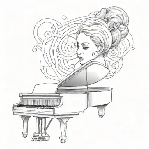 A minimalistic tattoo of Adele's signature symbol intertwined with a piano key tattoo design idea