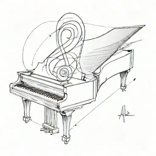 A minimalistic tattoo of Adele's signature symbol intertwined with a piano key tattoo design idea