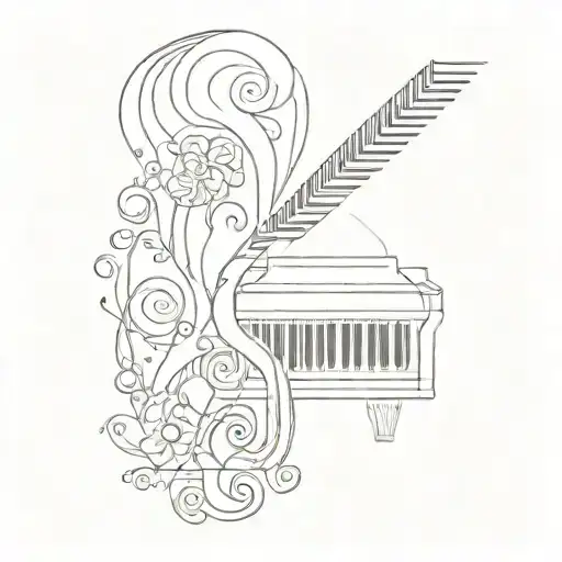 A minimalistic tattoo of Adele's signature symbol intertwined with a piano key tattoo design idea