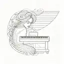 A minimalistic tattoo of Adele's signature symbol intertwined with a piano key tattoo design idea