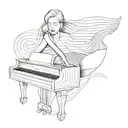 A minimalistic tattoo of Adele's signature symbol intertwined with a piano key tattoo design idea