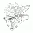 A minimalistic tattoo of Adele's signature symbol intertwined with a piano key tattoo design idea