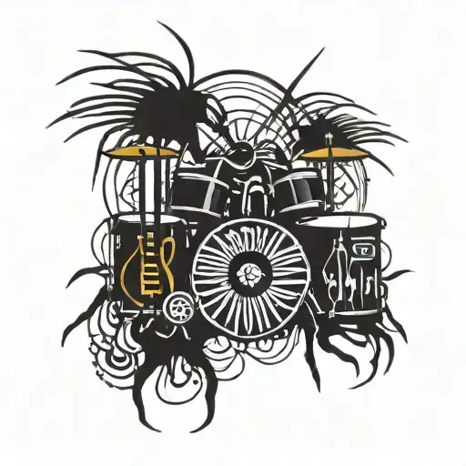 drums music emu cassette time spider elephant tattoo design idea