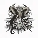 drums music emu cassette time spider elephant tattoo design idea