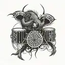 drums music emu cassette time spider elephant tattoo design idea